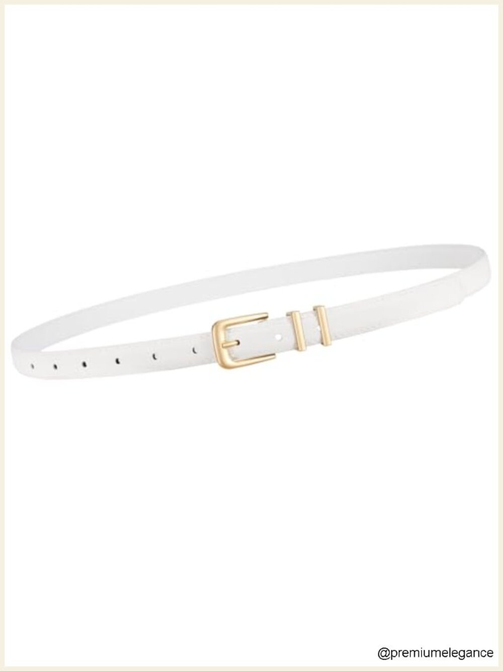 Women Skinny Faux Leather Belt with Gold Buckle